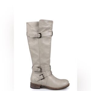 Journee Collection - Women's Bite Riding Boot Taupe - Size 6 1/2